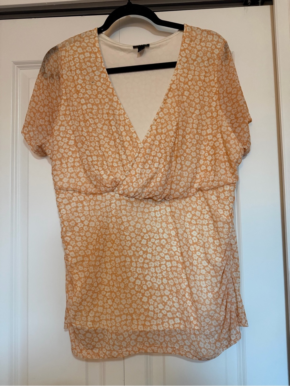 torrid Cream & Yellow Floral Wrap-Style Blouse
